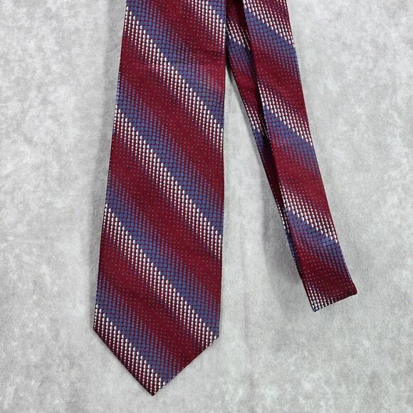 Stafford Essentials Burgundy Stripe Dot 100% Silk Executive Men's Neck Tie - Picture 2 of 6